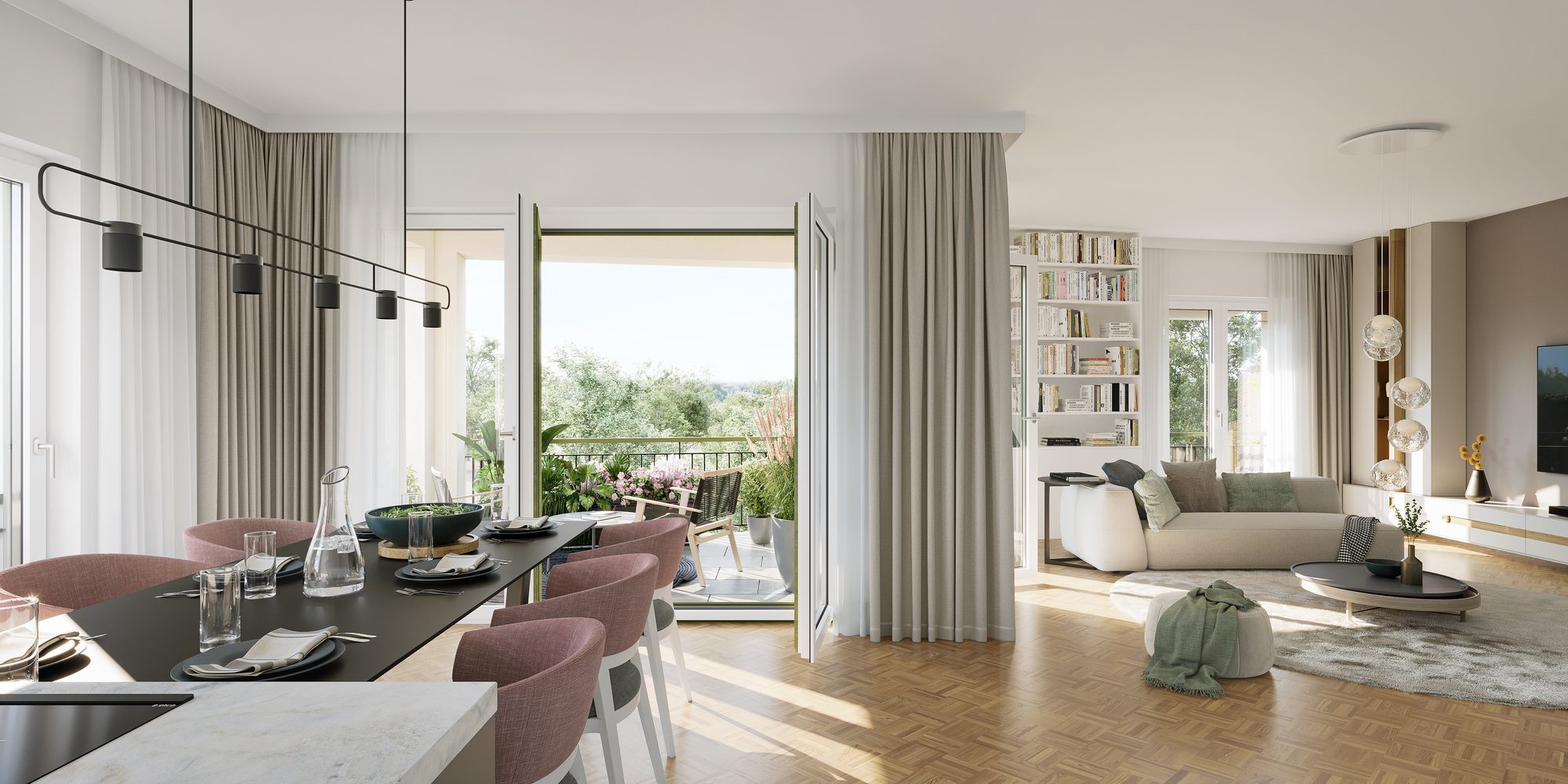 Wohnraum in einem Seeappartement